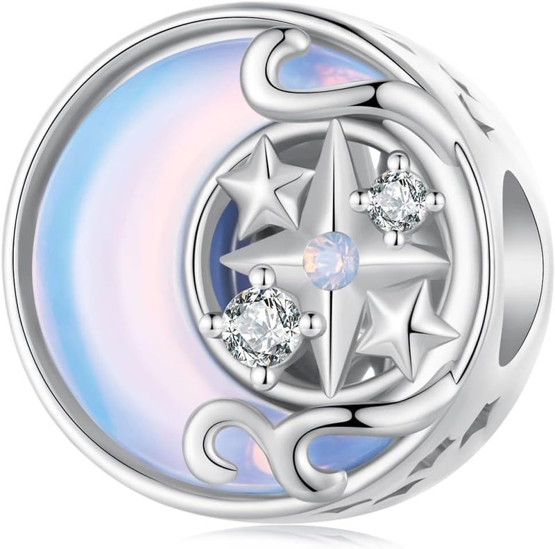 VOROCO Store Coffee Moon Star Dream Catcher Charms for Bracelet 925 Sterling Silver Dangle & Beads Charm for Charm Bracelet and Necklace DIY Charm Jewelry Gifts for Women - Image 1